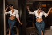 Nora Fatehi channels major 90s glam in a white shirt and denim skirt